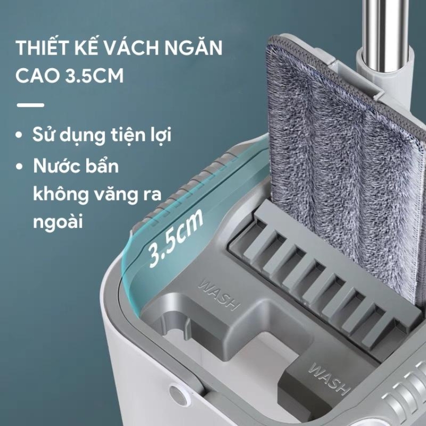 Bộ lau nhà tự vắt thông minh xoay 360 độ, Cây lau nhà tự vắt 2 ngăn tiện lợi