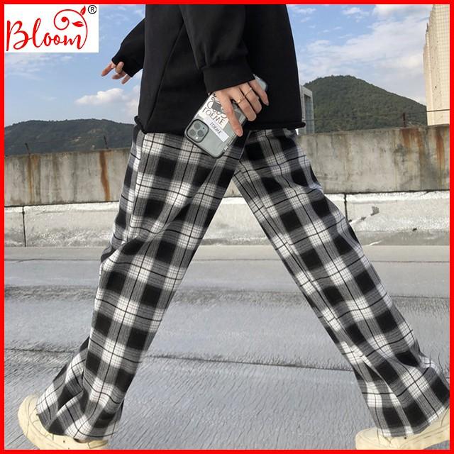 Quần caro ống xuông lưng cao unisex YUKIBLOOM quần caro nữ ống xuông QCR01