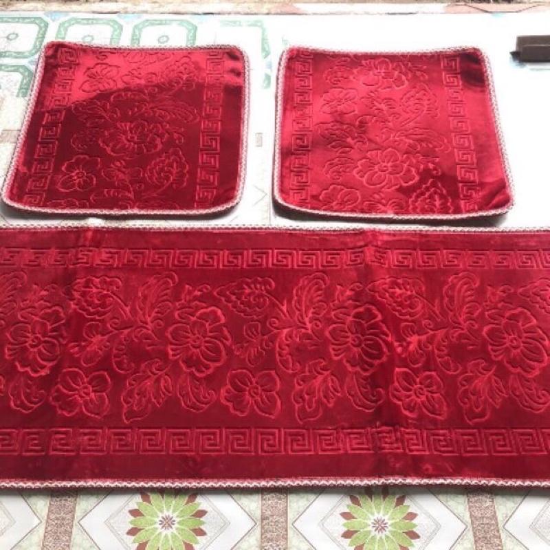 Thảm ghế nhung tuyết 3d in hoa nổi sắc nét