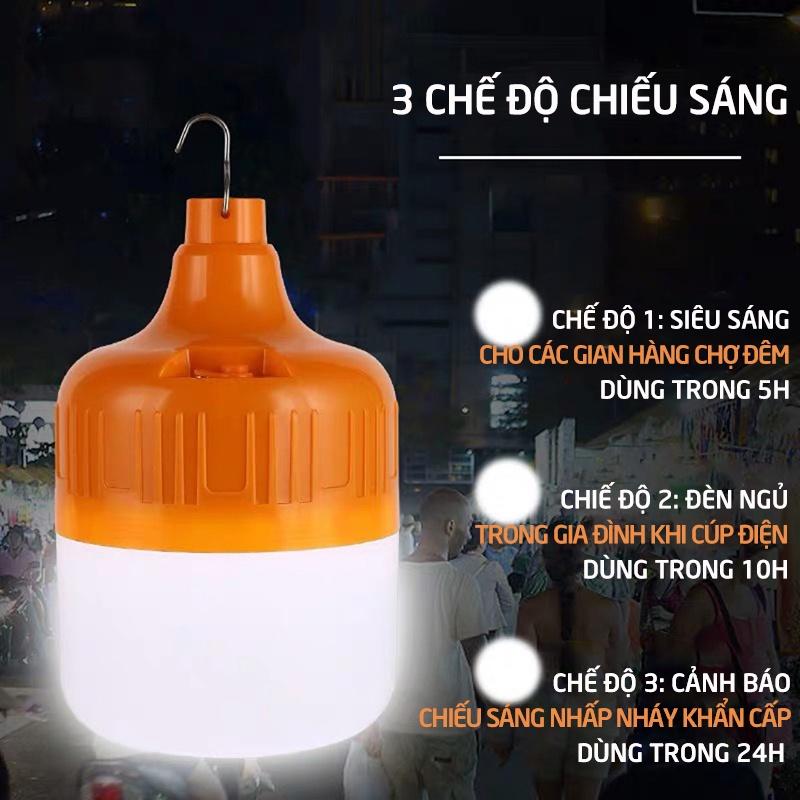 Bóng đèn tích điện Đèn Led tích điện sạc usb 100w dùng 6h đến 8h tiện lợi cho gia đình