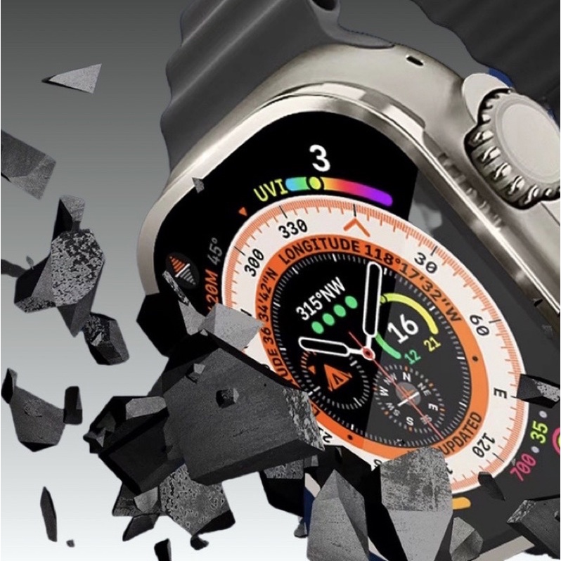 Miếng Dán Cường Lực Màn Hình Viền Titanium Alloy Dành Cho Apple Watch Ultra, Kai.N TitanGlass - Hàng Chính Hãng