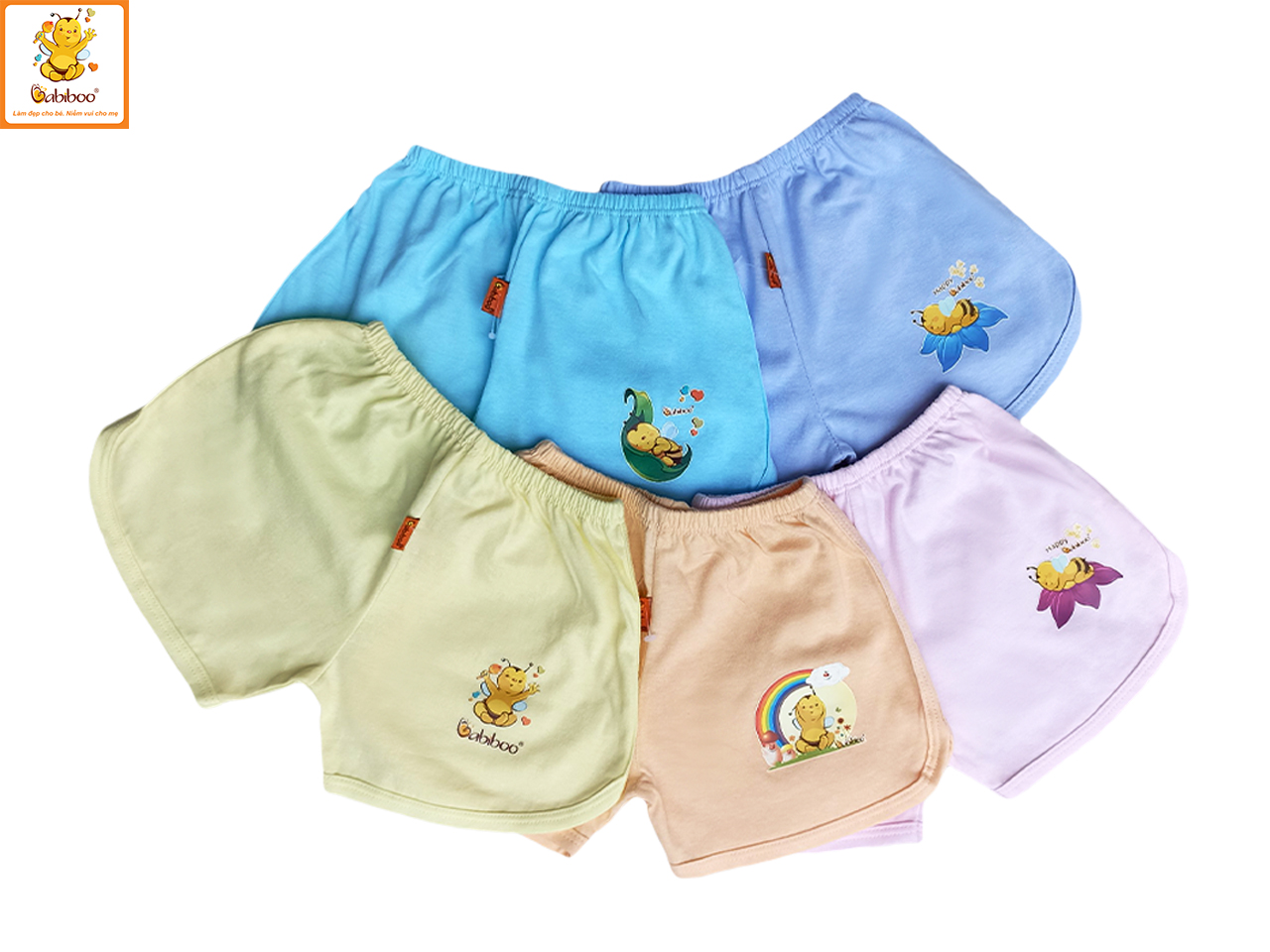 Quần đùi cho bé Babiboo quần đùi sơ sinh cotton mềm mại, thấp hút BB29
