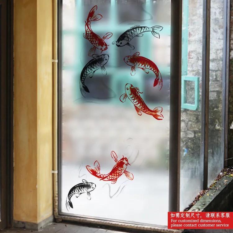 Decal trang trí kính cao cấp mẫu Đàn Cá KOI