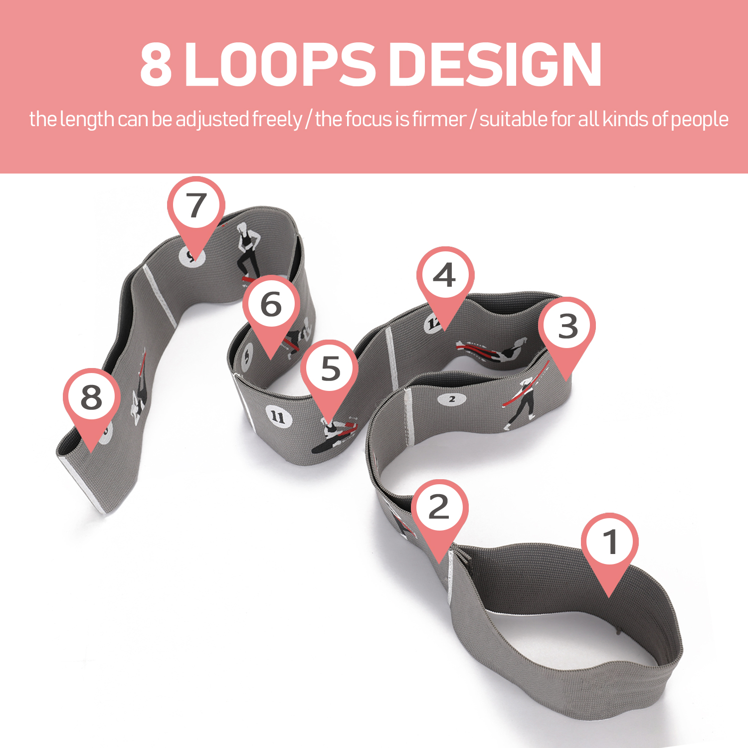 Dây Đai tập Yoga Được làm từ vải đàn hồi, tạo cảm giác thoải mái hơn, nhẹ và chống mài mòn.