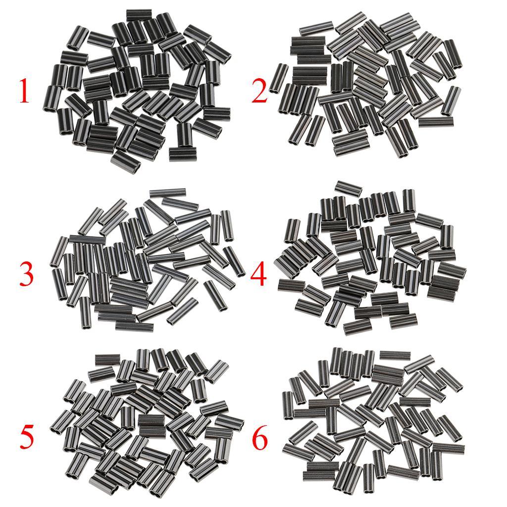 50 x Mini Copper High Strength Double Barrel Crimp Sleeves Tube Fiish Connector Kit Sizes 0.8m0.8mm-2mmm/1mm/1.2mm/1.5mm/1.7mm/2mm Bore