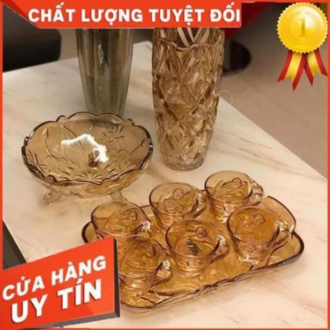Ly Thủy Tinh Cafe Cao Cấp Delisoga combo mua 6 chén tặng ngay 1 khay để chén