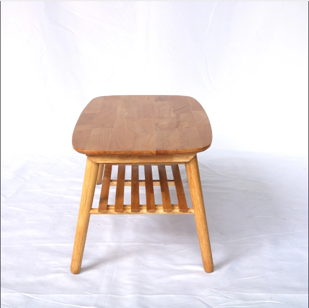 Bàn trà Sofa 2 tầng bằng gỗ cao su thiên nhiên-Bàn cà phê-Bàn có thể gấp gọn-an toàn-cứng cáp