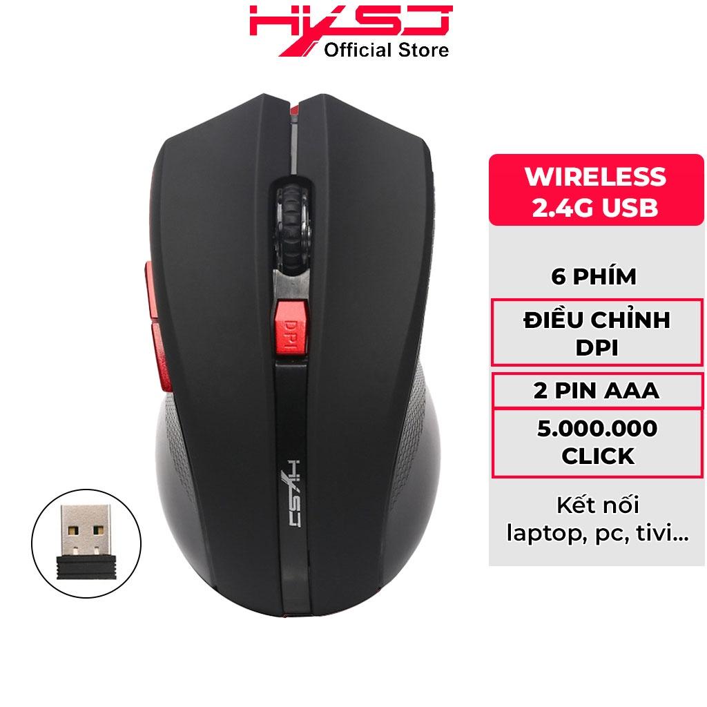 Chuột không dây HXSJ X50 Red/Black có nút trợ năng, điều chỉnh 2400DPI chuyên dùng chơi game, máy tính, laptop, tivi - HÀNG CHÍNH HÃNG