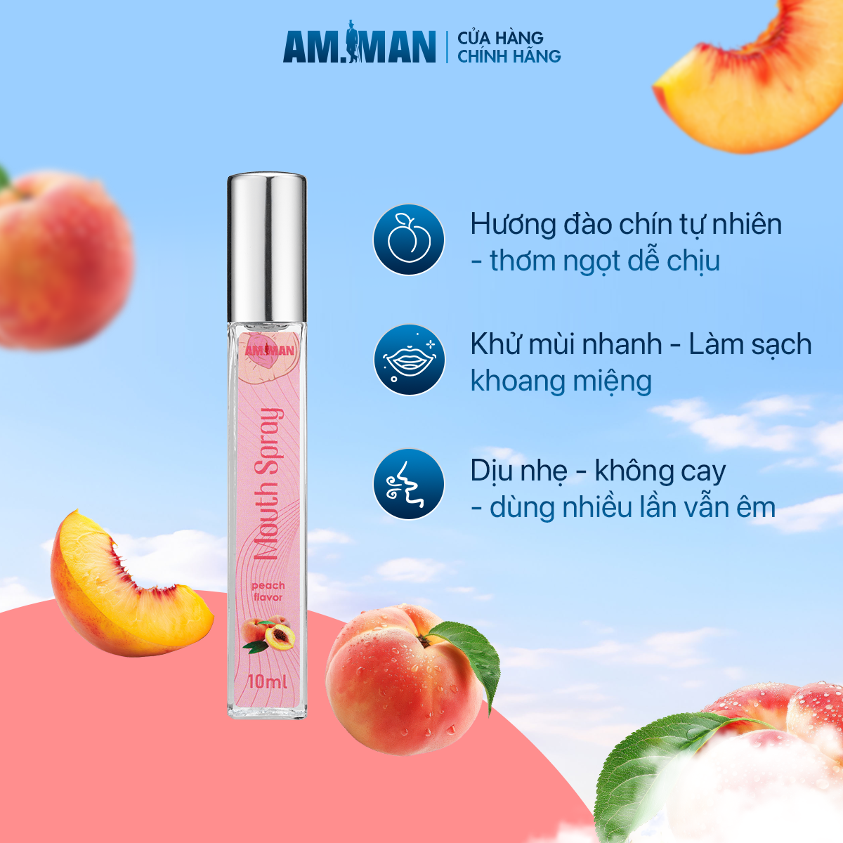 Xịt Thơm Miệng AM-MAN MOUTH SPRAY 10ml Cho Nam Nữ Vị Trái Cây Tự Nhiên Cho Hơi Thở Thơm Mát