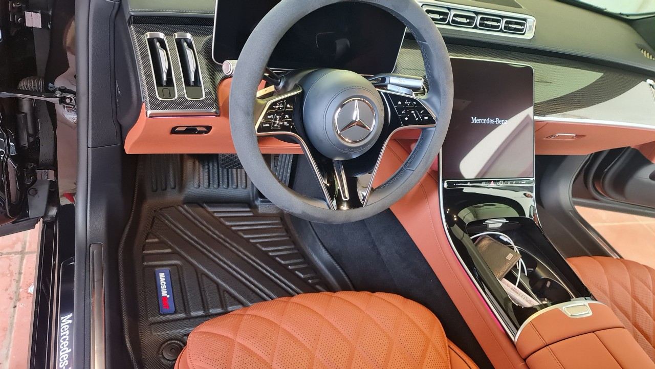 Thảm lót sàn xe ô tô Mercedes S Class new 2021 - nay Nhãn hiệu Macsim chất liệu nhựa TPV cao cấp màu đen