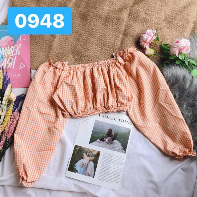 Áo kiểu croptop caro (hình thật riêng áo) chất dày dặn đẹp