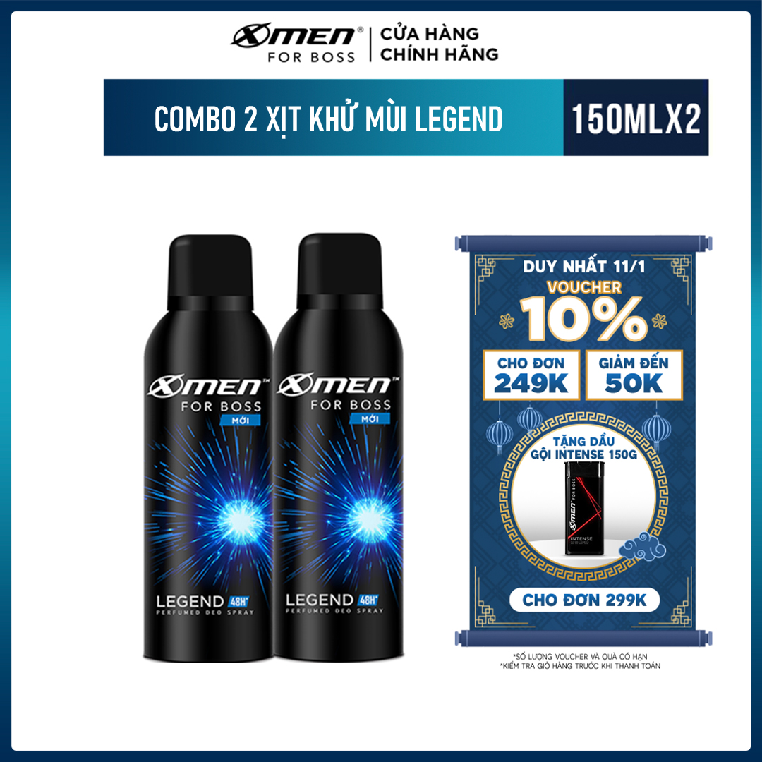 Combo 2 chai xịt khử mùi X-men For Boss 150ml - Legend