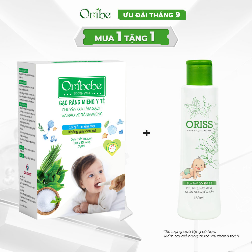 Gạc Rơ Lưỡi Oribebe Vệ Sinh Răng Miệng Cho Bé Hộp 30 Gói