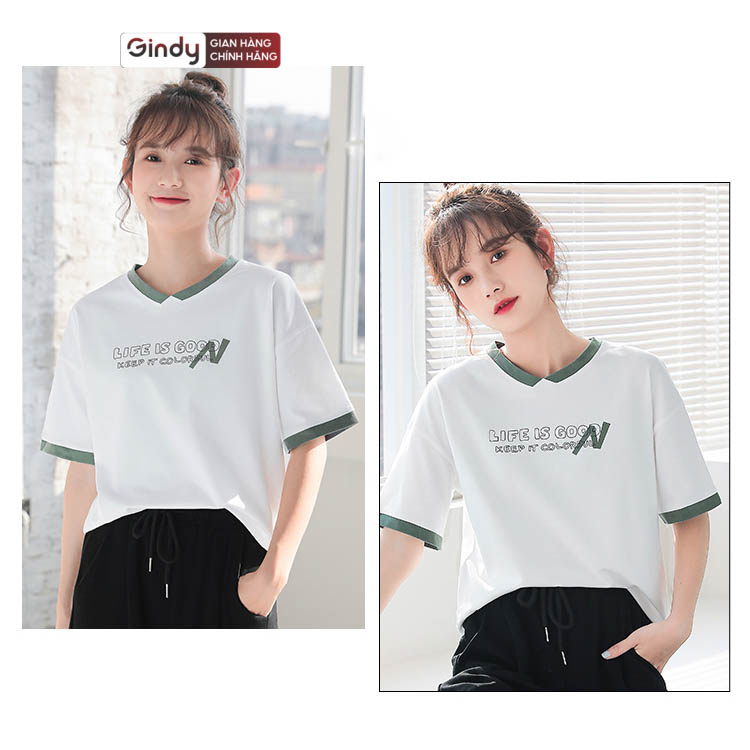 Áo thun unisex form rộng tay lỡ vải 100% cotton mát co giãn phông Life basic mẫu mới 2022 GINDY A010