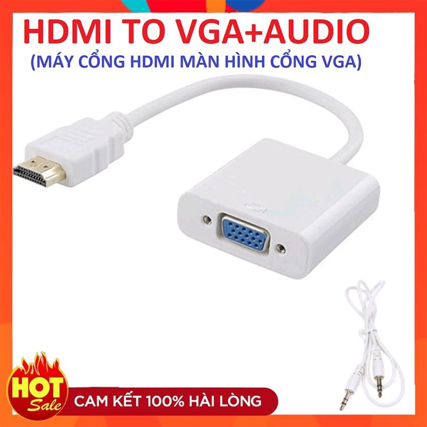 Cáp chuyển đổi HDMI sang VGA kèm dây audio 3.5-Bộ đầu chuyển cổng HDMI ra VGA giắc HDMI to VGA,dây máy chiếu