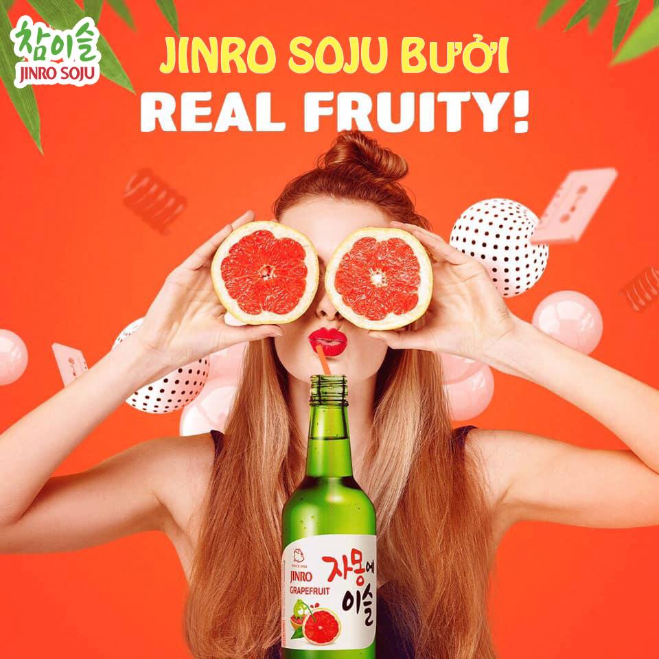 [CHÍNH HÃNG] Soju Hàn Quốc JINRO VỊ BƯỞI 360ml - Combo 6 chai