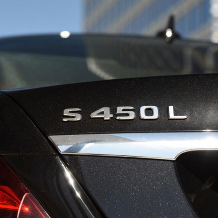 Decal tem chữ S500L, S450L, S400L dán đuôi xe ô tô, chất liệu nhựa ABS cao cấp
