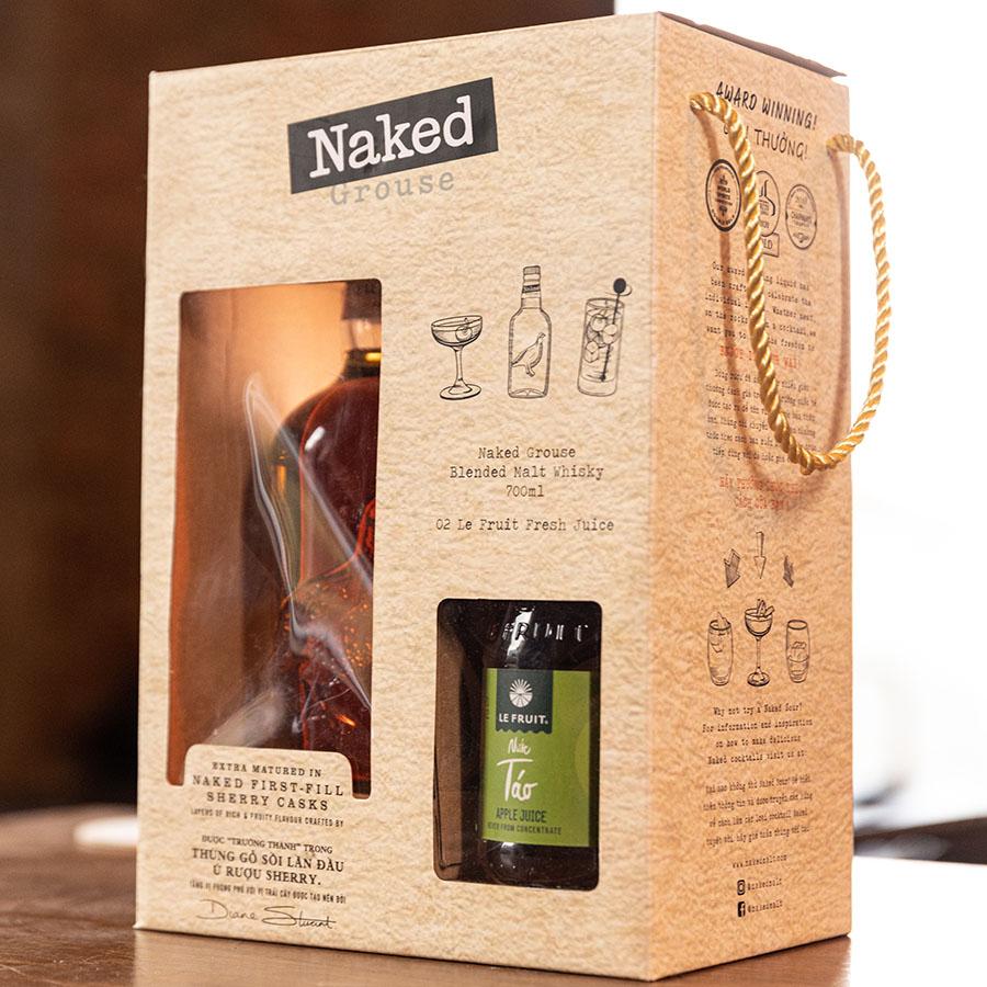 SET Rượu The Naked Grouse Blended Scotch Whisky 40％ 0.7L+ 2 nước trái cây 250ml