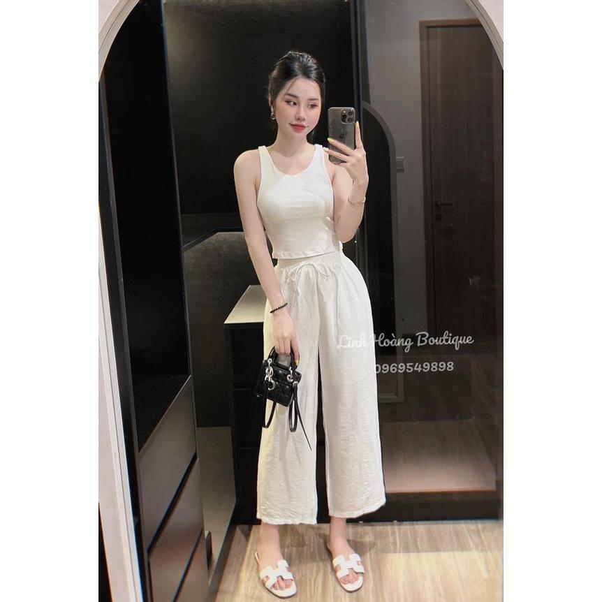 Quần Đũi Nữ Suông Ống Rộng Chất Đũi Tơ Mềm Mịn Mặc Nhẹ Siêu Mát Thiết Kế Cạp Chun Có Túi Mẫu Mới Mùa Hè 2022