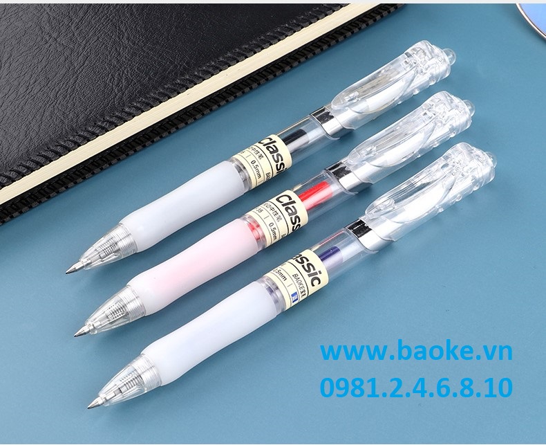 Bút gel - bút nước bấm 0.5mm Baoke - F35 mực đỏ