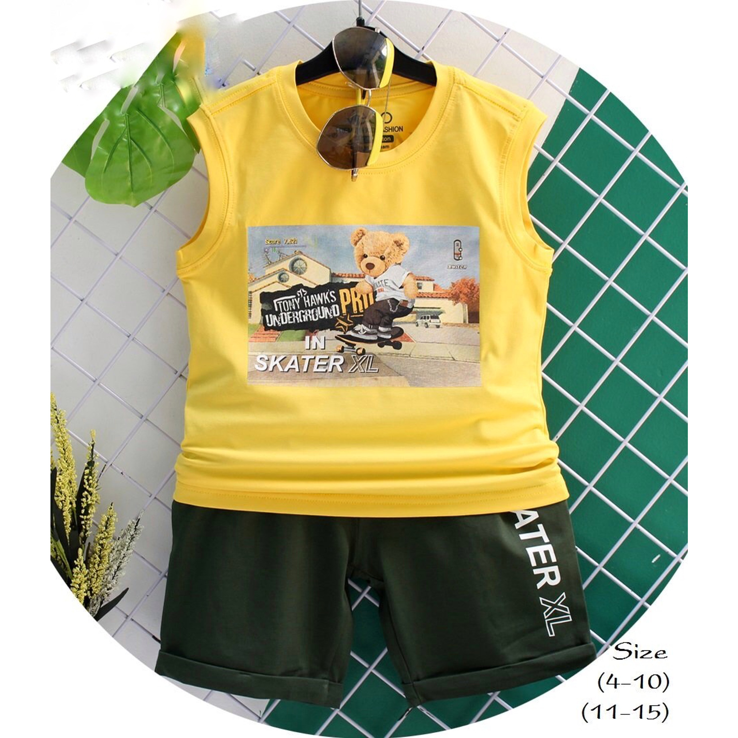 Bộ thun bé trai gấu Skater