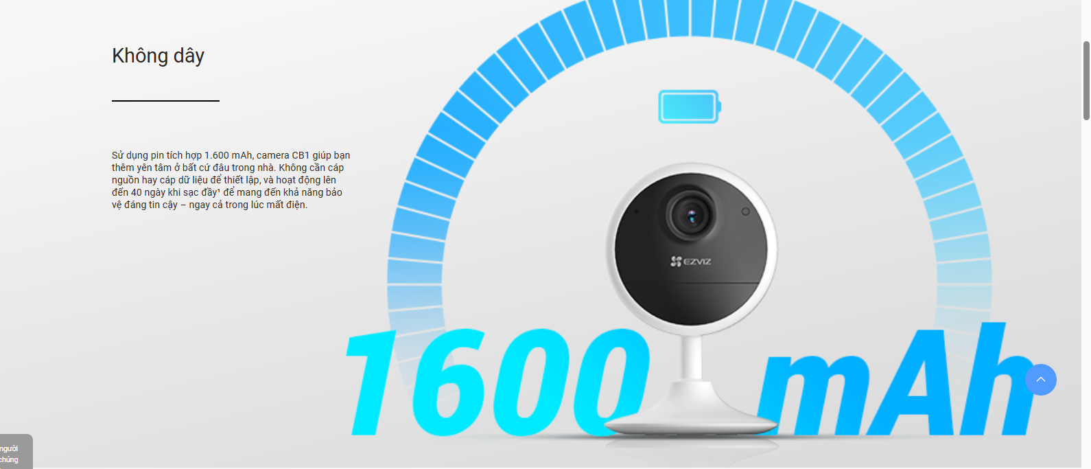 Camera Wifi EZVIZ CB1 2MP Dùng Pin Sạc, Cảnh báo chuyển động, còi hú cảnh báo - hàng chính hãng