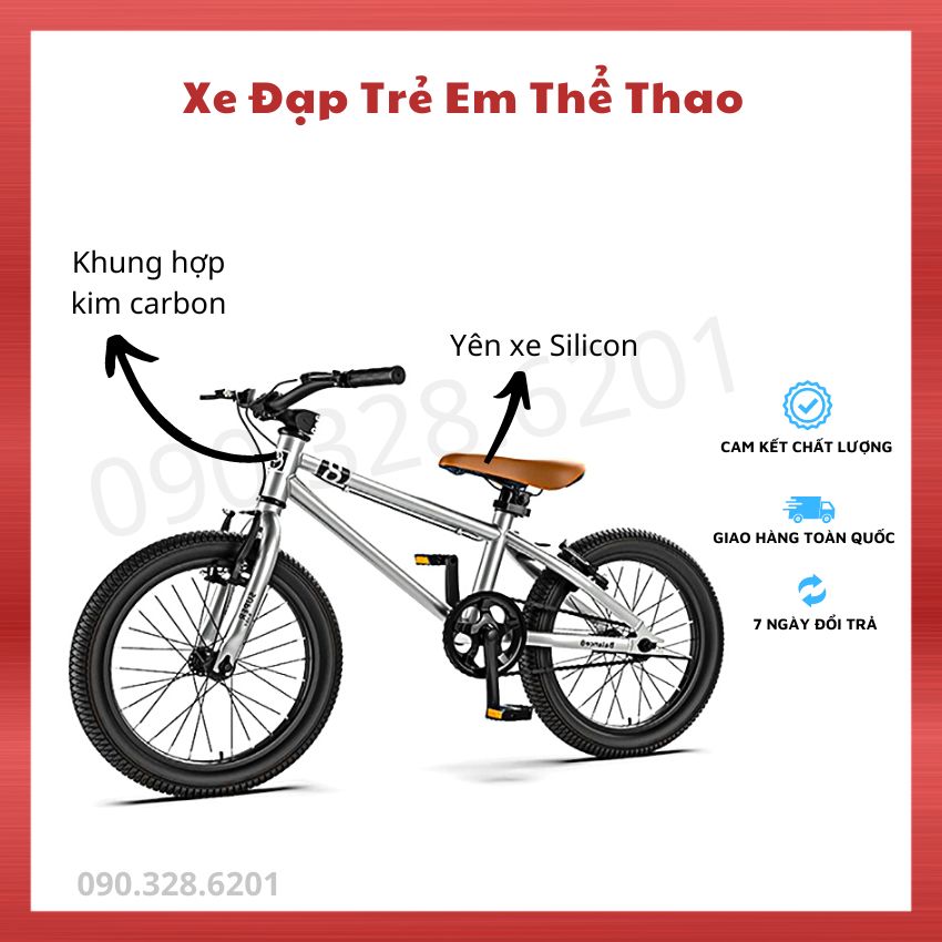 Xe đạp thể thao trẻ em khung thép carbon bánh 16-20inch, xe đạp học sinh