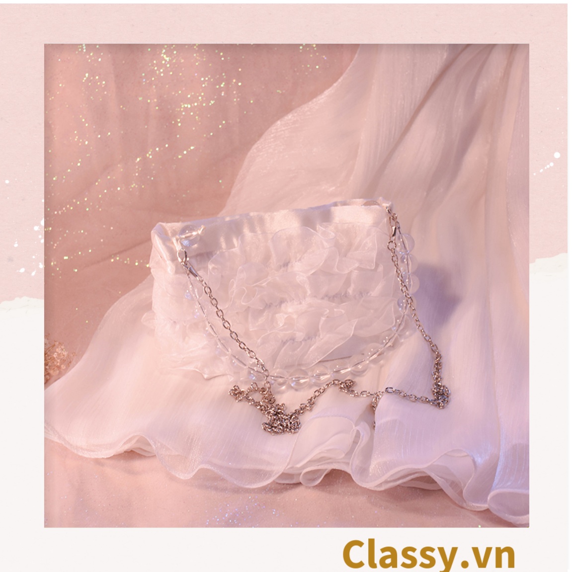 Túi quà tặng Classy, túi giấy quai xách in hình trái tim 28X20X9cm Q1832