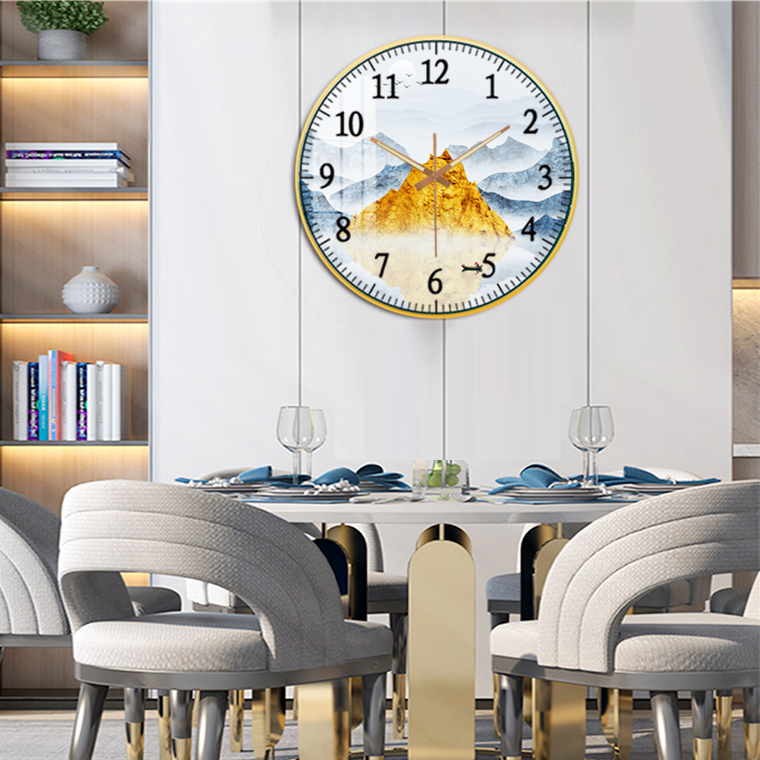 Đồng Hồ Pha Lê Tròn Họa Tiết Phong Cảnh Thiên Nhiên Nghệ Thuật - Đồng Hồ Decor Không Gian Hiện Đại Giá Rẻ