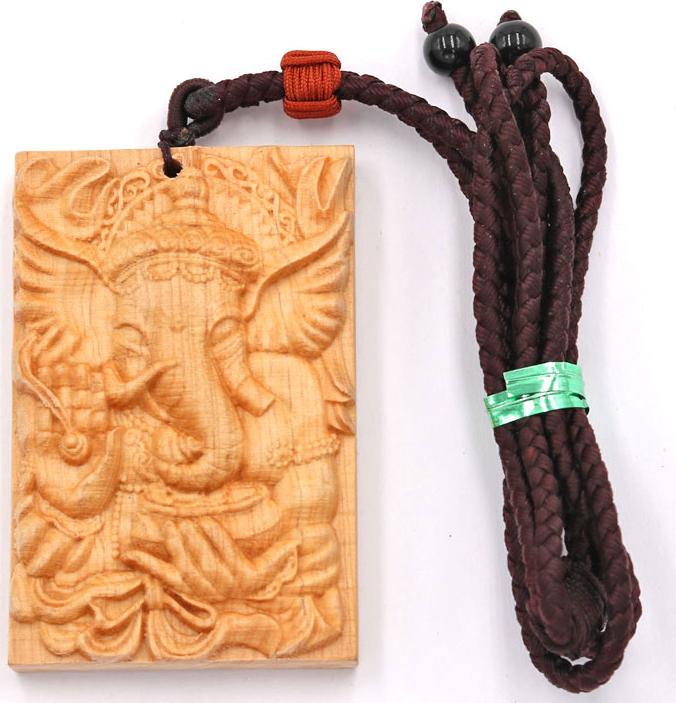 Hình ảnh Vòng cổ mặt gỗ hoàng đàn khắc thần Ganesha MG97