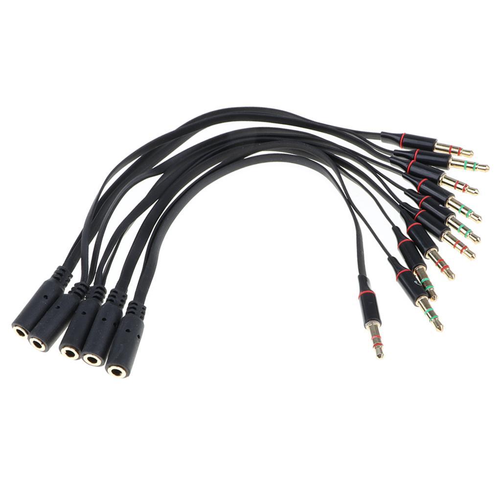 2- 5 Pieces Audio Headphone Mic Splitter Cable 3.5mm Female to 2 Dual Male