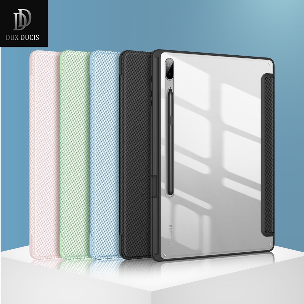 Bao Da Chính Hãng Dux Ducis TOBY Cho Samsung Galaxy Tab S8 Lưng Trong Suốt Không Ố Vàng, Có Ngăn Đựng Bút - Hàng Chính Hãng