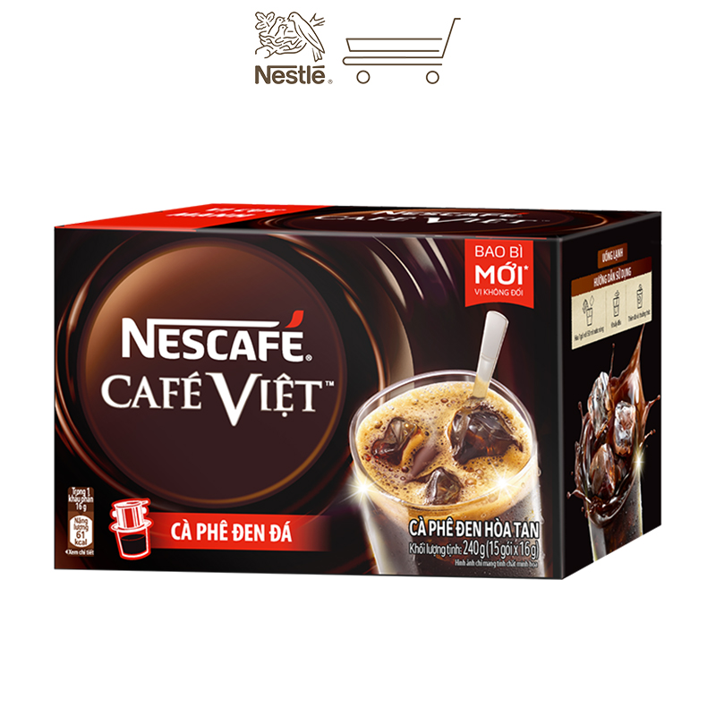 Cà phê hòa tan Nescafé café Việt đen đá (Hộp 15 gói x 16g)