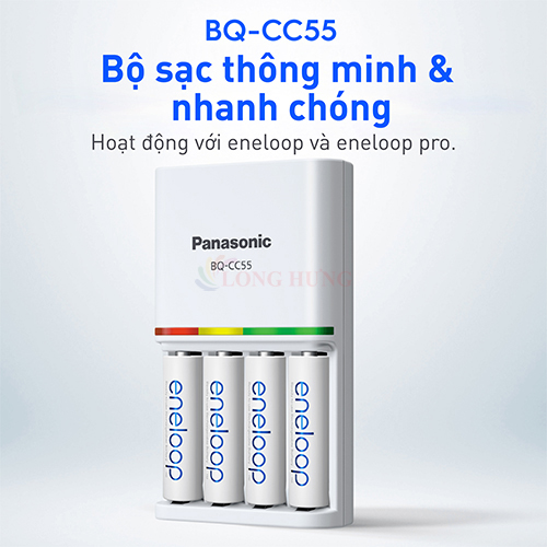 Bộ sạc pin Panasonic Eneloop AA 2000mAh K-KJ55MC40V2 (4 viên) - Hàng chính hãng