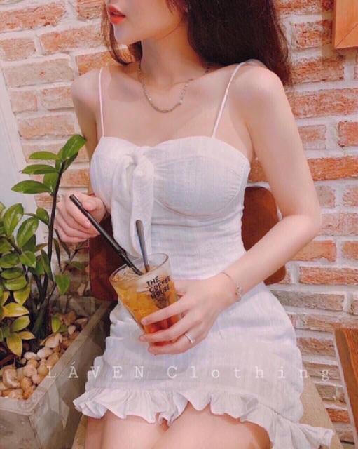 Đầm 2 dây đuôi cá kết nơ ngực sexy sang chảnh