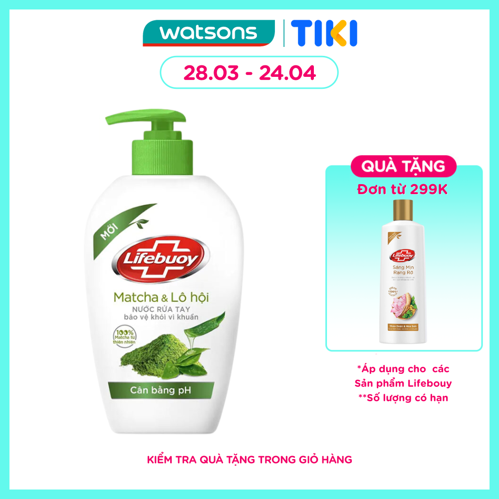 Nước Rửa Tay Lifebuoy Matcha &amp; Lô Hội 450g