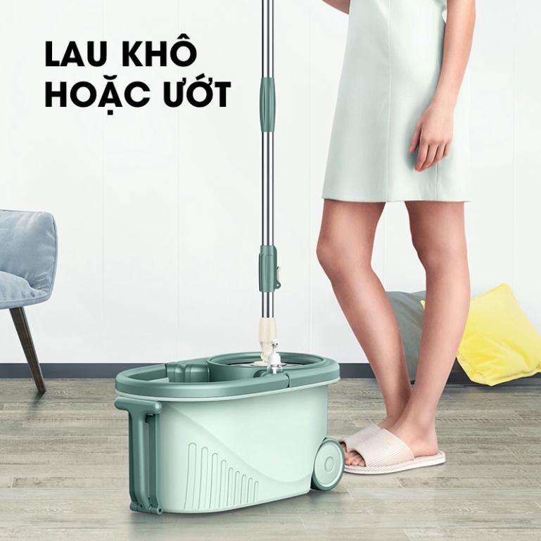 Bộ chổi lau nhà thời thượng xoay 360 độ SAMONO SCM003 Lau sạch mặt sàn nhà - 2 ngăn chứa nước - Hàng chính hãng