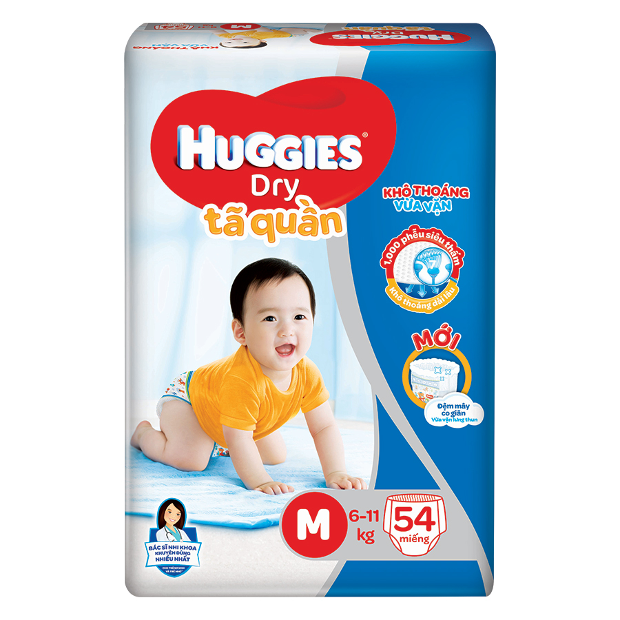 Combo 3 Gói Tã Quần Huggies Dry Gói Đại M54 (54 Miếng) - Bao Bì Mới