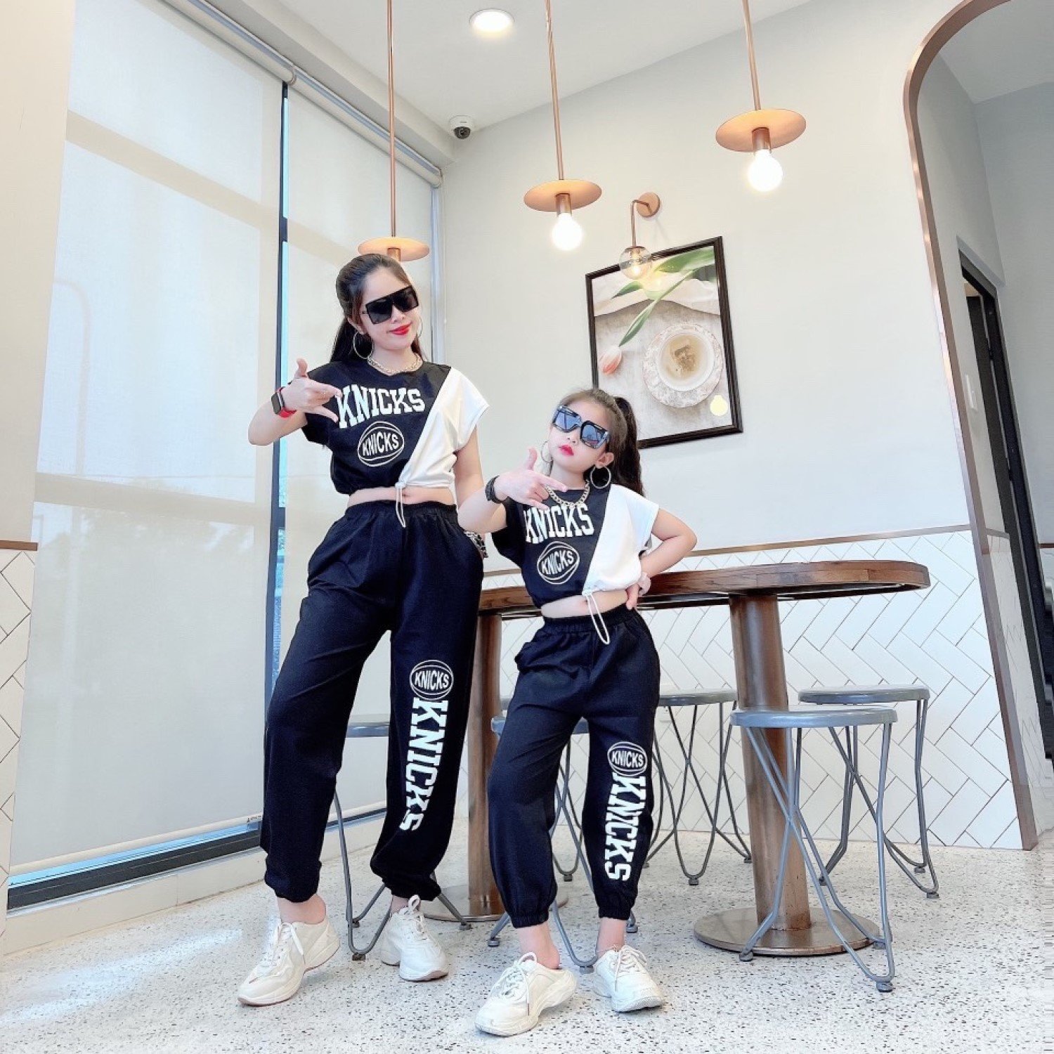 G0816 Set áo croptop và quần jogger thun cotton cho bé gái