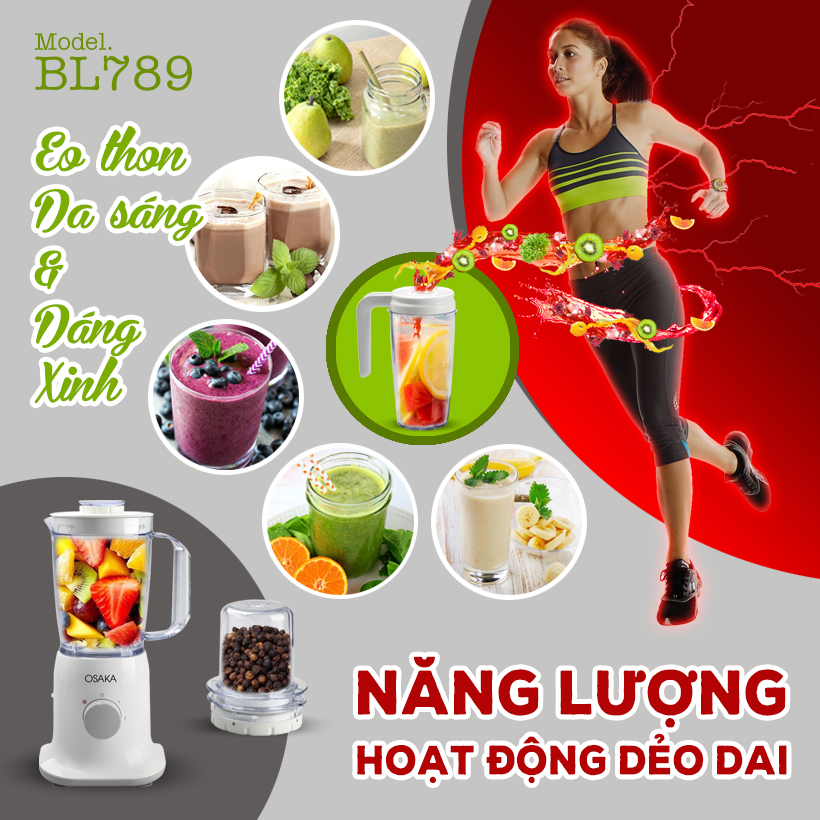 Máy Xay Sinh Tố Đa Năng Cao Cấp Osaka BL789(0.8 Lít) - Hàng Chính Hãng