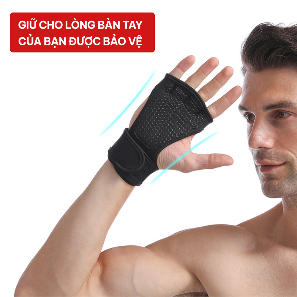 Găng tay tập Gym kết hợp quấn cổ tay GoodFit GF207G chống chai tay, bảo vệ cổ tay