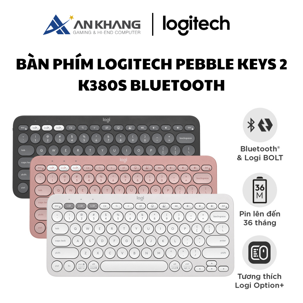 Bàn phím Bluetooth Logitech K380s Pebble 2 - Đa thiết bị, Phím tắt tùy chỉnh, Mỏng nhẹ - Bảo hành chính hãng 12 tháng - Hàng Chính Hãng