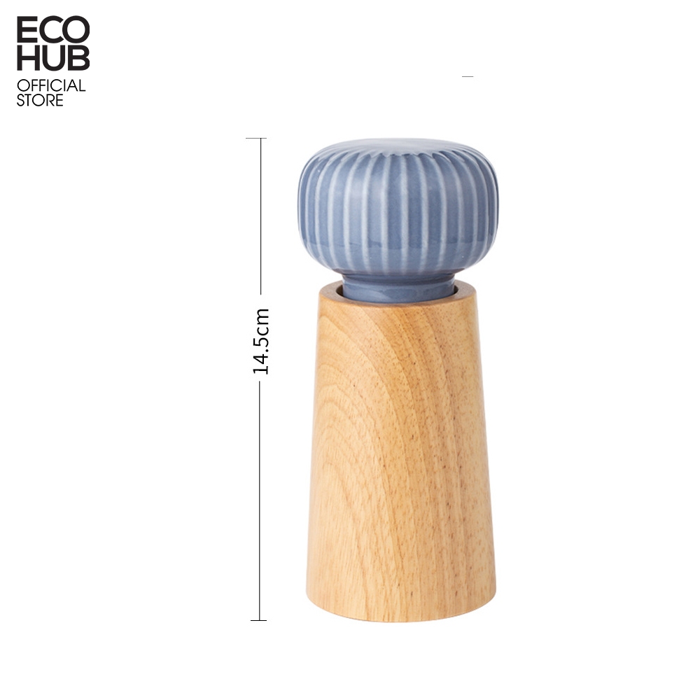 Hình ảnh Dụng cụ, lọ xay tiêu ECOHUB bằng gỗ có tay cầm gốm sứ (Pepper Grinder) | E00416