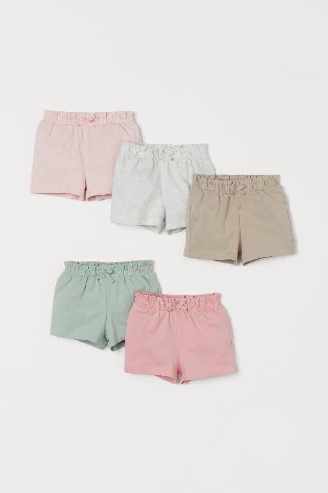 SET 5 QUẦN SHORT ĐÙI THUN COTTON BÉ GÁI MẪU TRƠN CƠ BẢN DỄ PHỐI ĐỒ VẢI MỀM MỊN XUẤT DƯ