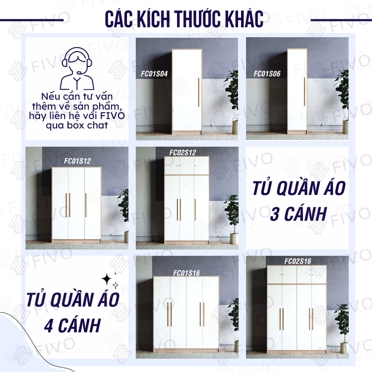 Tủ Quần Áo Gỗ Cửa Lùa FIVO Mẫu FC04 Dễ Dàng Lắp Ráp Tại Nhà Cánh Trượt Tiện Lợi Thông Minh, Gỗ MDF Công Nghiệp Phủ Melamine Bề Mặt Cao Cấp