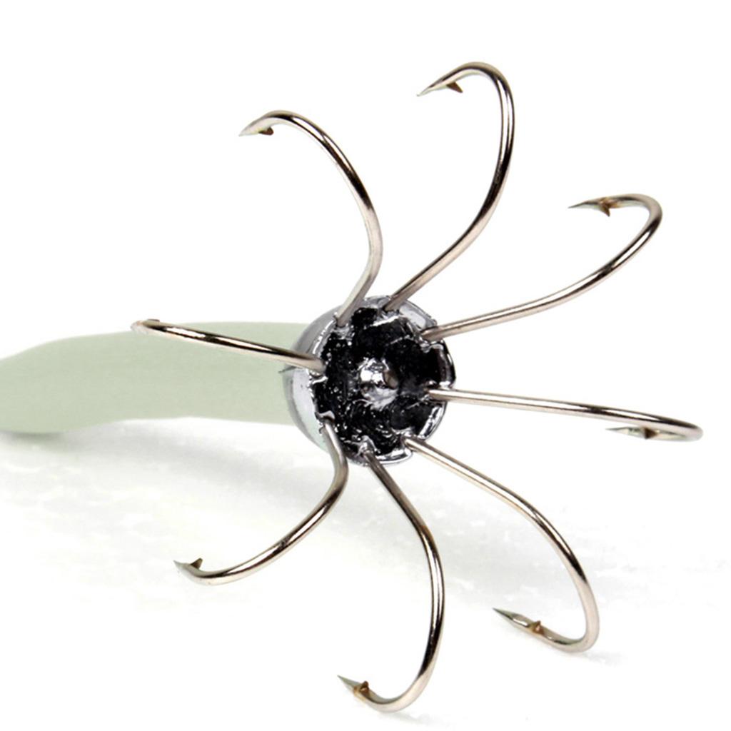 2x2pcs Sea Fishing Squid Octopus Hook Saltwater Fishing Lure Hard Bait White