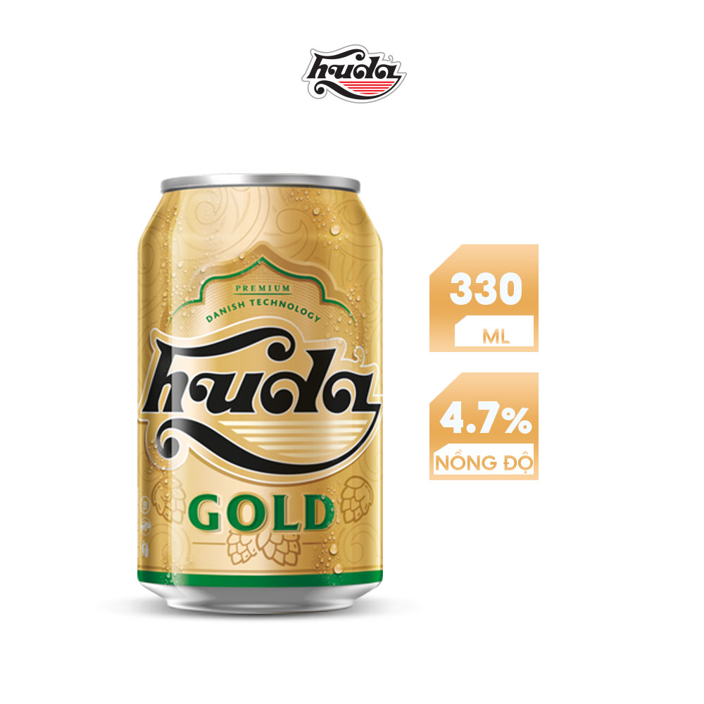 Lốc 6 lon bia Huda Gold 330ml