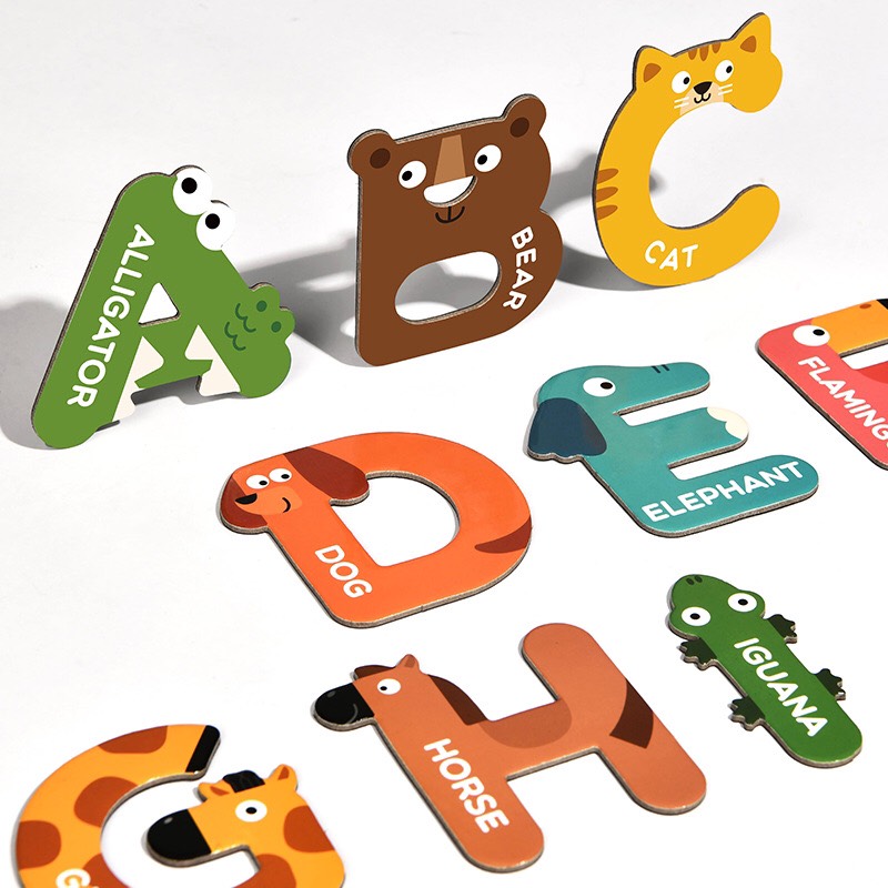 Mideer Magnet Letters - Bộ chữ cái tiếng Anh hình động vật có nam châm cho bé học chữ từ 2 tuổi trở lên