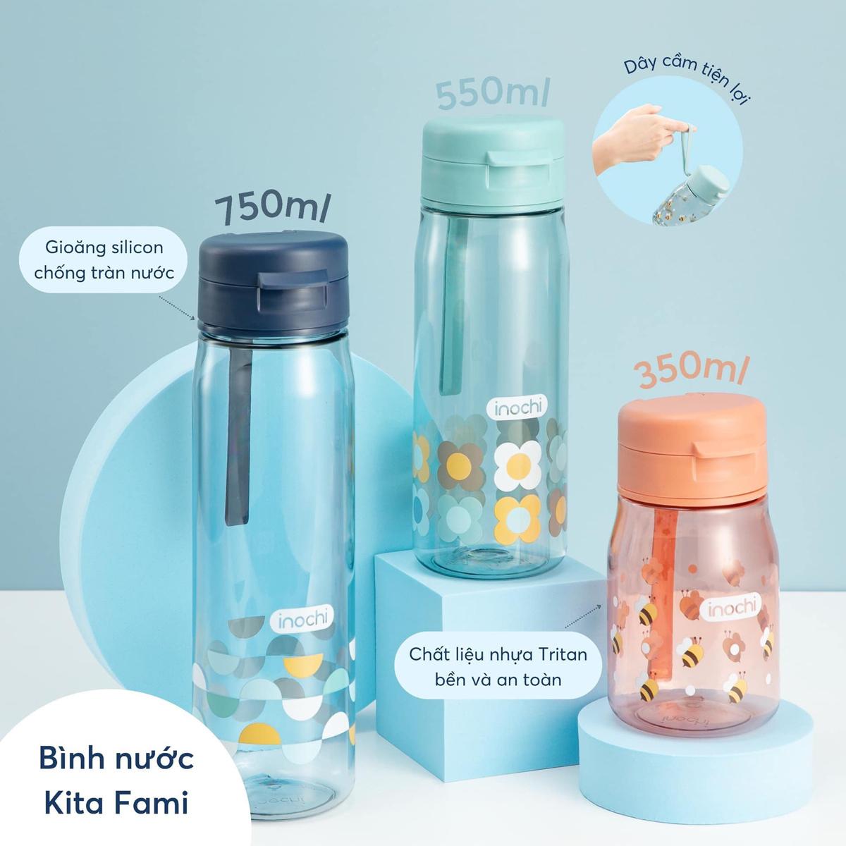 Bình Nước Kita Fami 500 ml - Inochi HIN.BIKF.0500 - Màu Hồng Cam