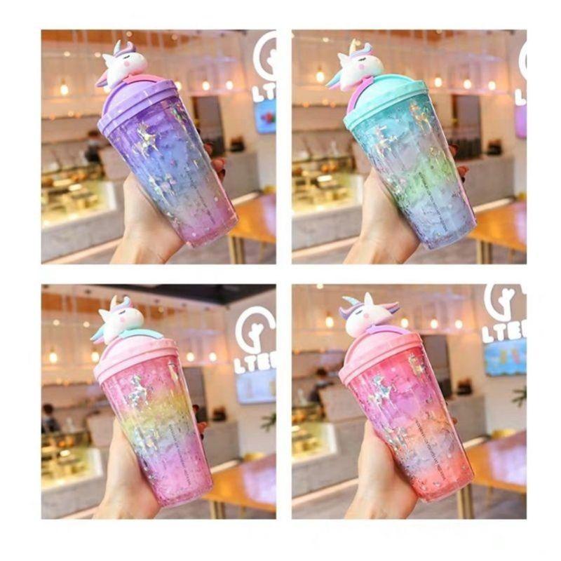 LY GIỮ NHIỆT 2 LỚP HÌNH UNICORN CÓ ỐNG HÚT DẺO